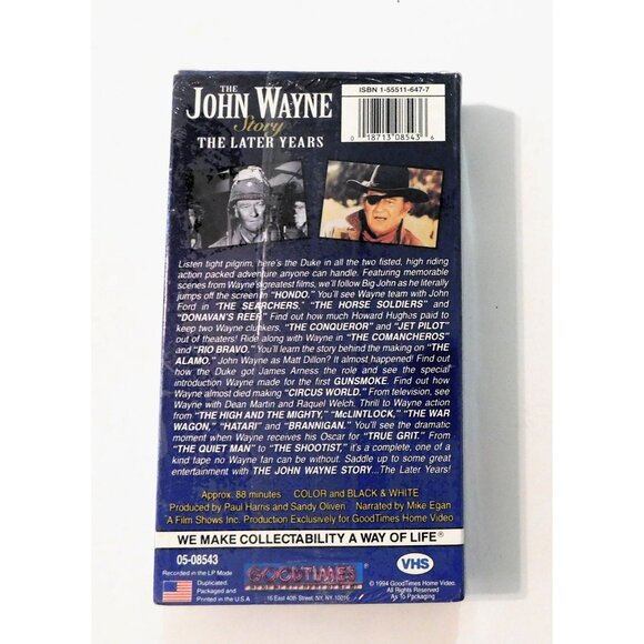 The John Wayne Story The Later Years VHS Sealed Goodtimes 1994 - Picture 2 of 3